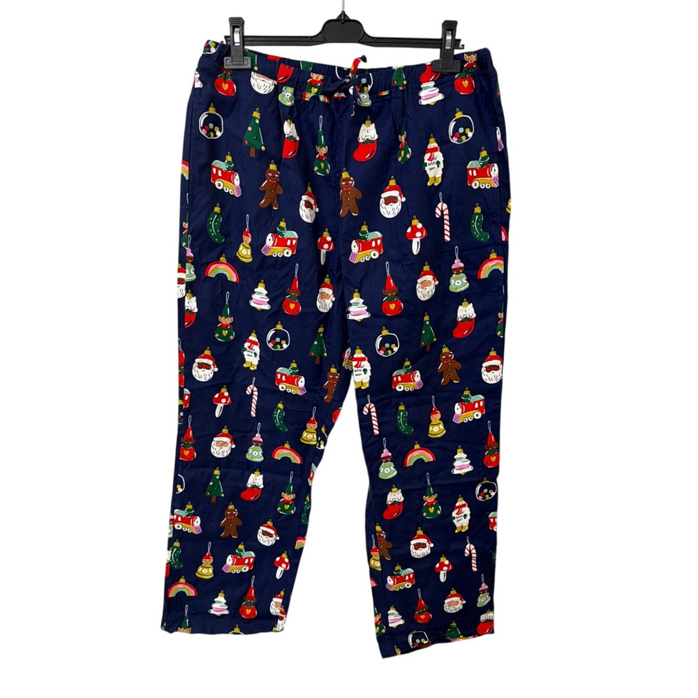 Hanna Andersson Holiday Pajama Pants Navy Blue Christmas Ornament Size Small